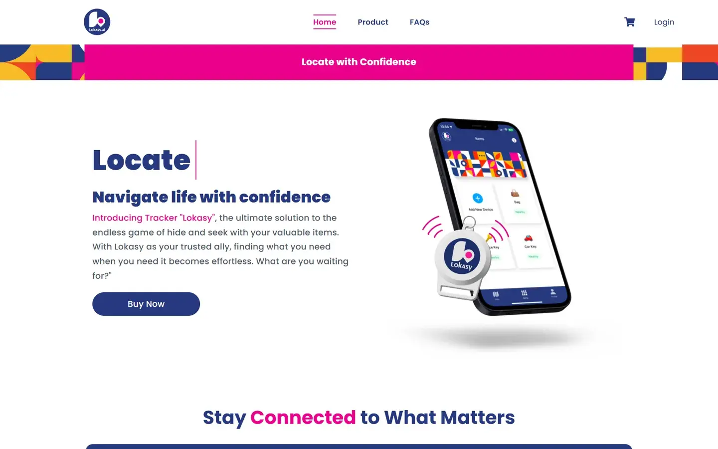 Lokasy Bluetooth tracker store homepage