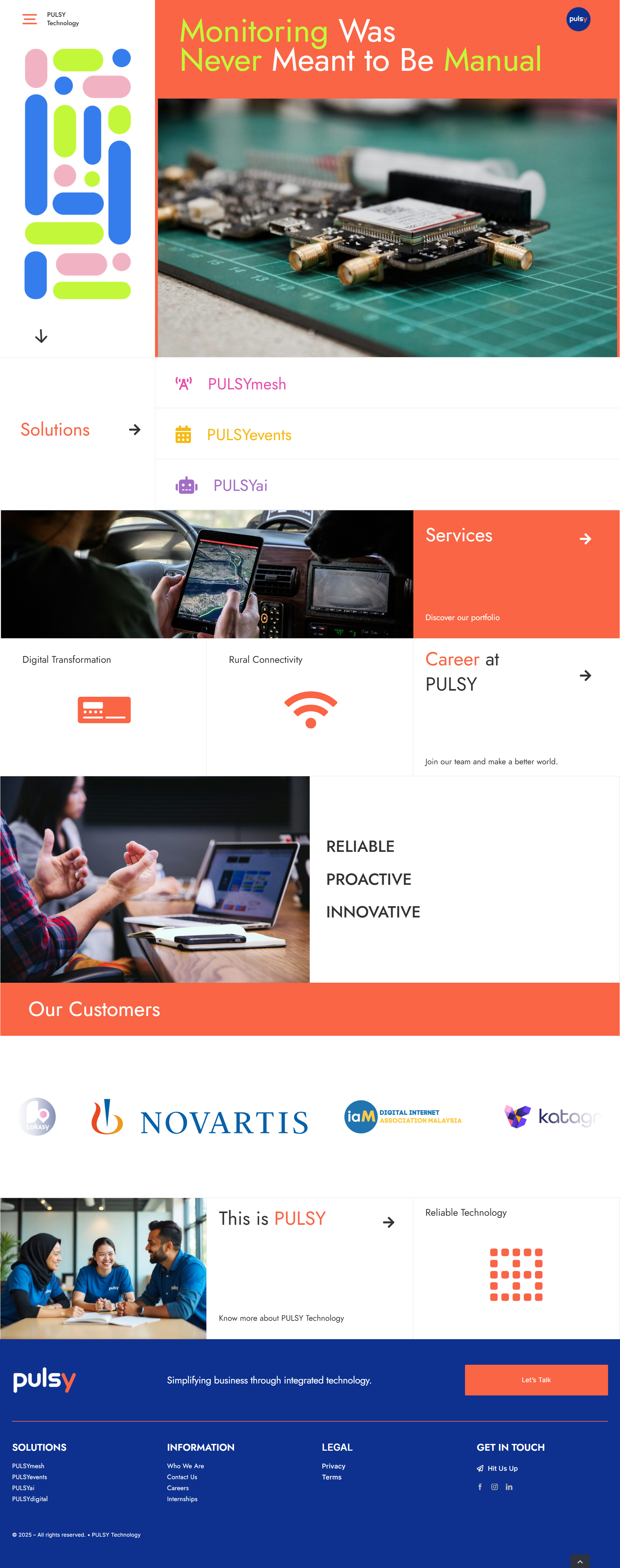 Full page screenshot of the PULSY Technology company website